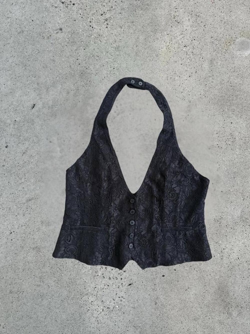 2000s New York & Company Black Lace Halter Vest